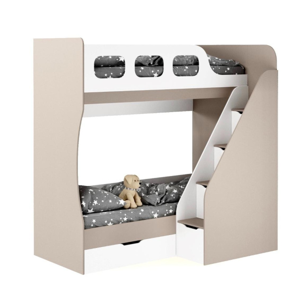 Кровать 2-х ярусная 190х80 Умка-6 (велюр + белый)