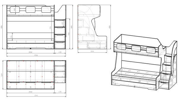 Кровать 2-х ярусная Мега Премиум 120х200 от Династия Kids
