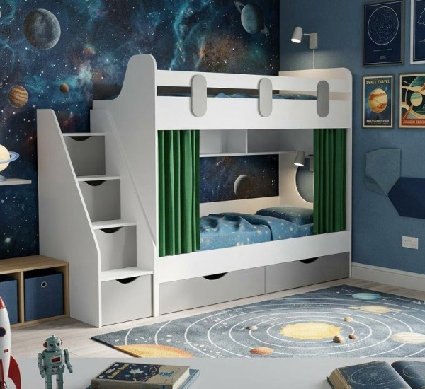 Двухъярусная кровать Фортуна (белый + серебро) 180х80