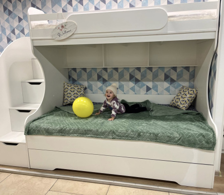 Кровать БИГ с доп.спальным местом (цвет белый) 120х200 от Династия Kids