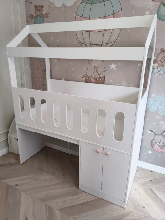 Кровать-чердак 160х80 Теремок (цвет белый) от Династия Kids
