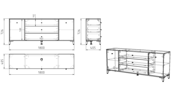 Тумба-комод 180 см Альви-2   от Династия Kids
