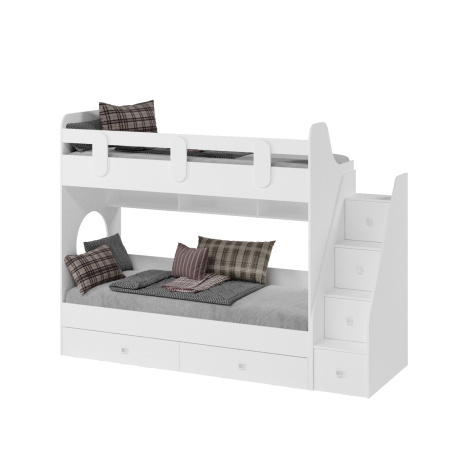 Кровать двухъярусная Фортуна-2 (дуб сонома+белый) 180*80 со съемным бортиком  от Династия Kids