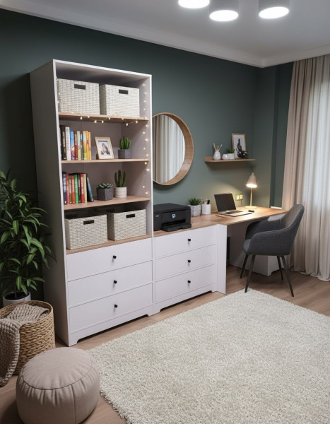 Комплект коллекции Норд Каньон: стеллаж + комод + стол