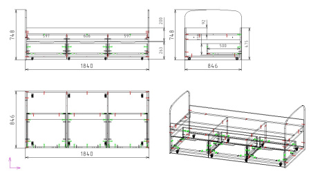 Двухъярусная кровать Городок (бетон пайн + белый). Лестница справа от Династия Kids