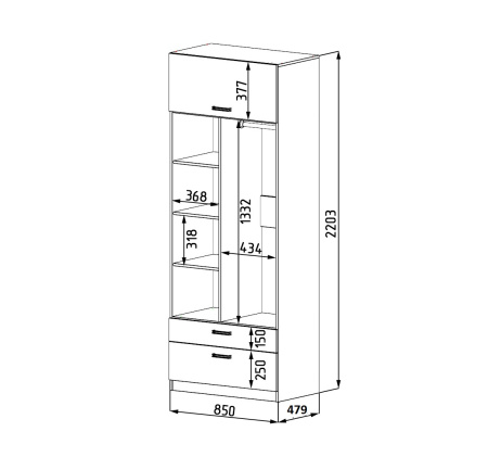 Шкаф коллекции Престиж 1.1 New (без принта) гл.479 мм  от Династия Kids