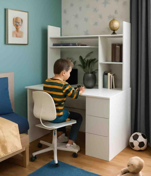 Стол письменный Практик 1200 мм (белый). Левый/правый